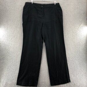 Chicos Pants Womens 2 US 12 Black Linen Wide Leg Lightweight Office Career Work
